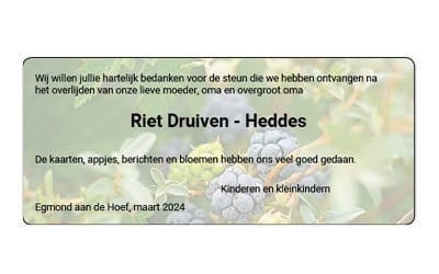 Dankbetuiging Mevr. Druiven-Heddes