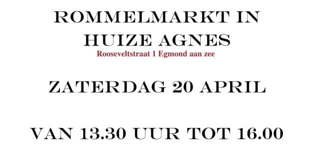 Voorjaars rommelmarkt in Huize Agnes 20 April