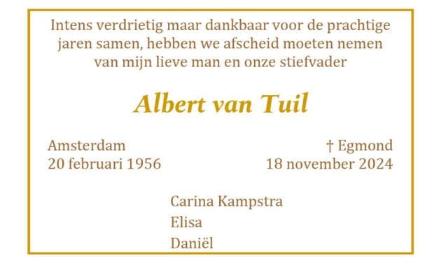 Rouwadvertentie Albert van Tuil