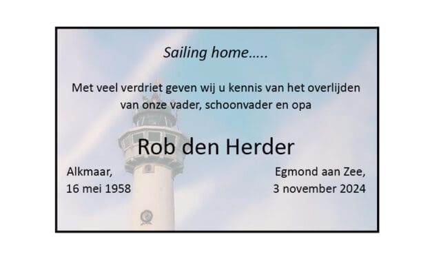 Rouwadvertentie Rob den Herder