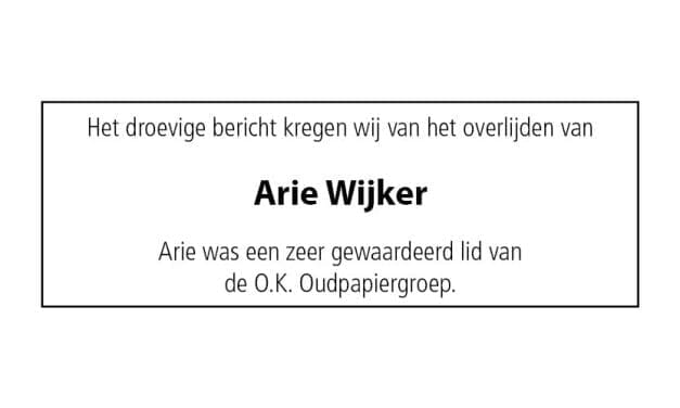 Familiebericht Arie Wijker
