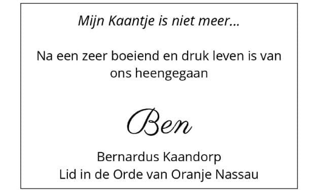 Rouwadvertentie Ben Kaandorp