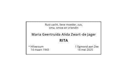 Rouwadvertentie Rita Zwart-de Jager