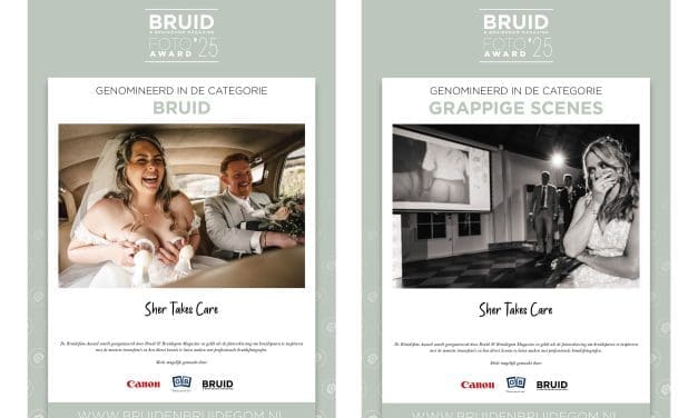 Sher Takes Care tweevoudig genomineerd voor Bruidsfoto Award 2025