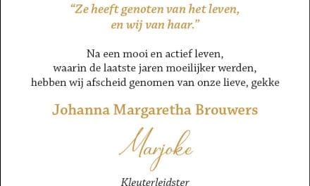 Rouwadvertentie Marjoke Brouwers