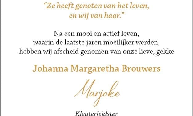 Rouwadvertentie Marjoke Brouwers