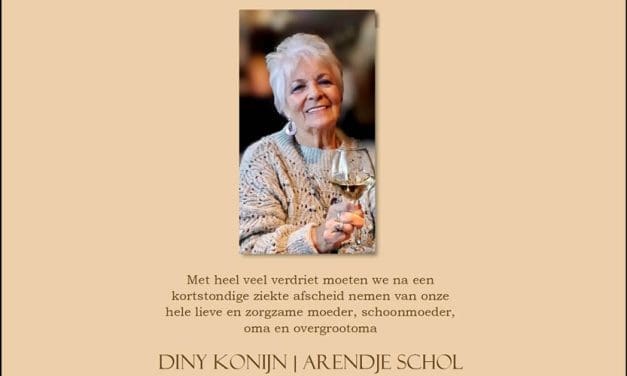 Rouwadvertentie Diny Konijn | Arendje Schol
