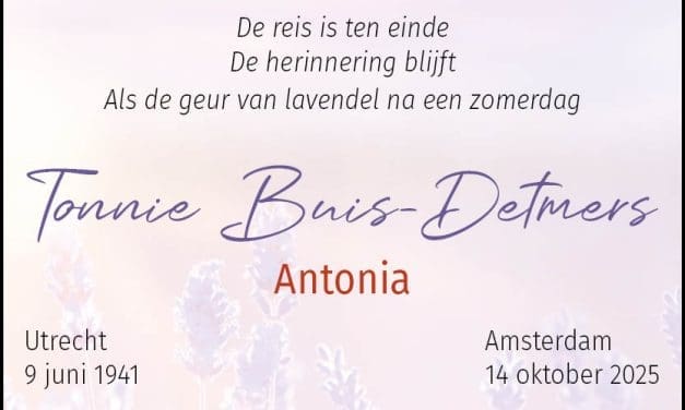 Rouwadvertentie Tonnie Buis-Detmers