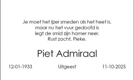 Rouwadvertentie Piet Admiraal