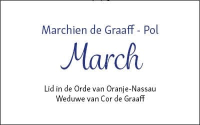Rouwadvertentie Marchien de Graaff-Pol